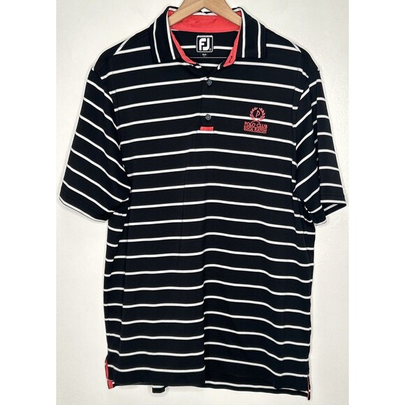 FootJoy FJ Athletic Fit Golf Polo Club Boca Raton Florida LARGE Striped Preppy - Picture 1 of 5